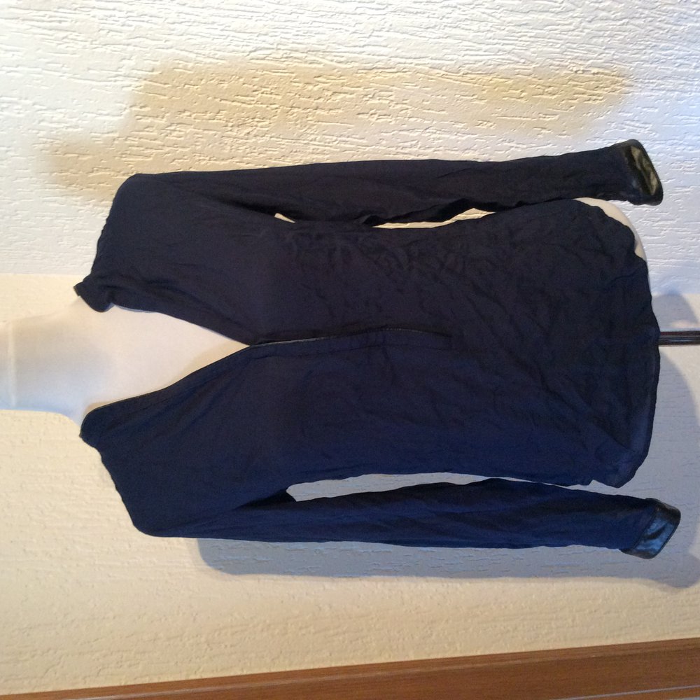 Zara Women Bluse  Größe S dunkelblau transparent mit Ledereinsatz Lederimitat sehr sehr guter bis neuwertiger Zustand 