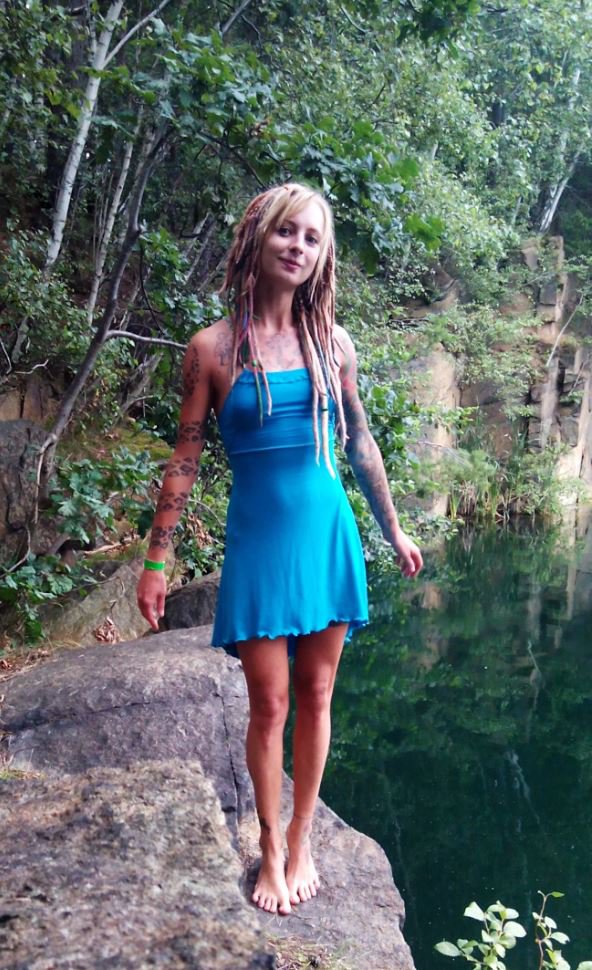 Kleid in leuchtenden türkis Goa Hippie Elfenkleid