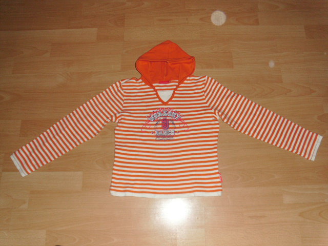 Langarmshirt von Manguun Kids, orange-weiß, Gr. 140