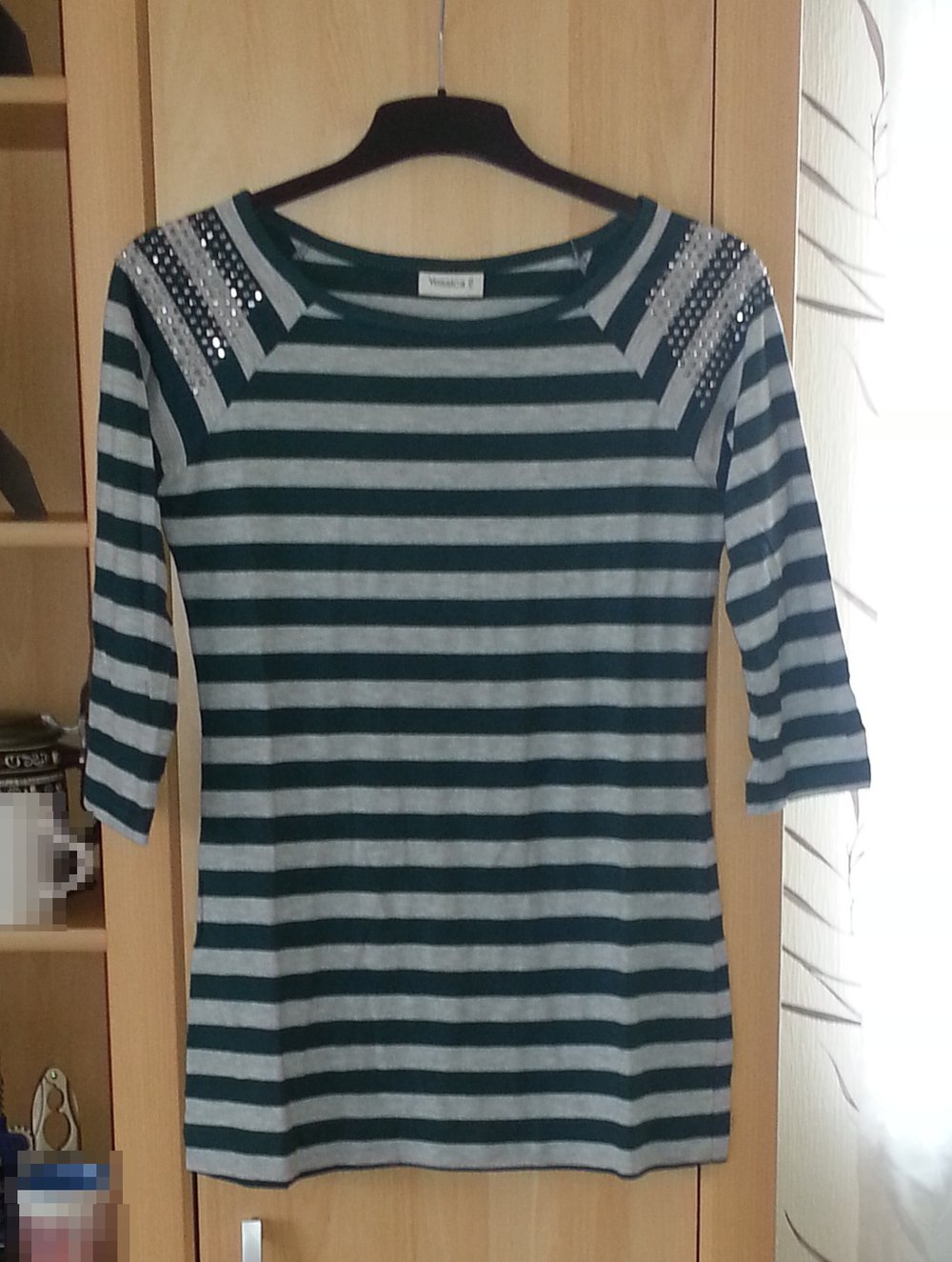 Shirt Oversize gestreift grün grau Basic