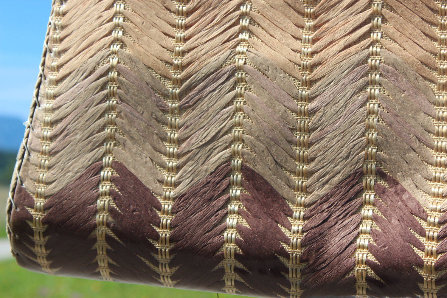 creme braune True Vintage Tasche aus Stroh oder Bast, Strohtasche, Basttasche, Vintageclutch