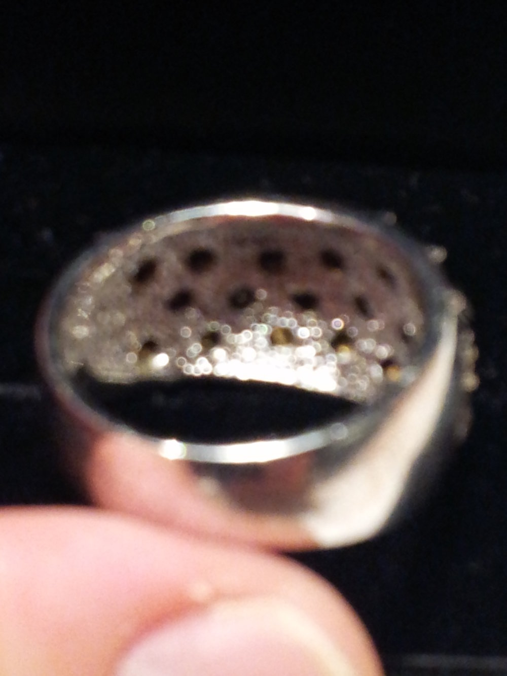 Ring mit schwarzen Steinen, Strass, kristall, schwarzer Stein, Silber