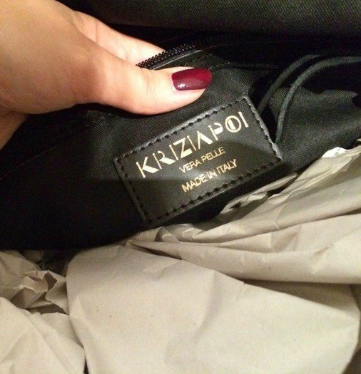 Original Kriziapoi Designer Wildleder Echtleder Leder Tasche Shopper mit Fransen schwarz Blogger