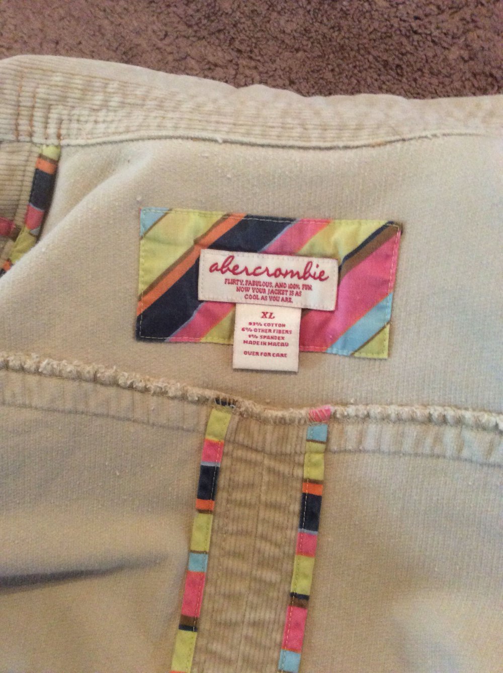 Abercrombie Kord Jacke Damen Kordjacke neu kurzer Schnitt 