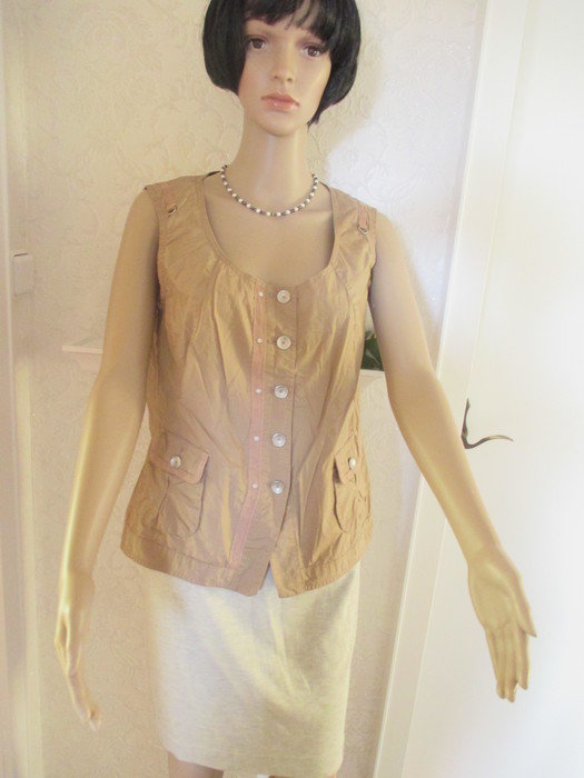NEU Ärmellose Bluse Weste im Safari- Style 