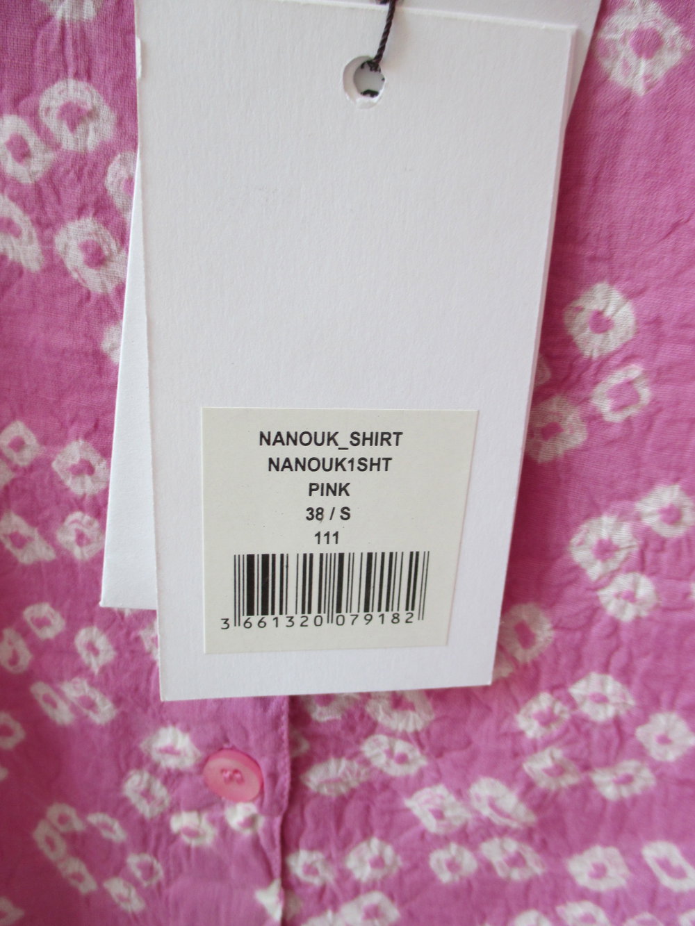 Antik Batik, zuckersüße edle Tunika Bluse, Mode aus Frankreich, Gr. 36, 100 % Baumwolle, pink, weiß, ovp, neu mit Etikett, hoher NP, Stehkragen