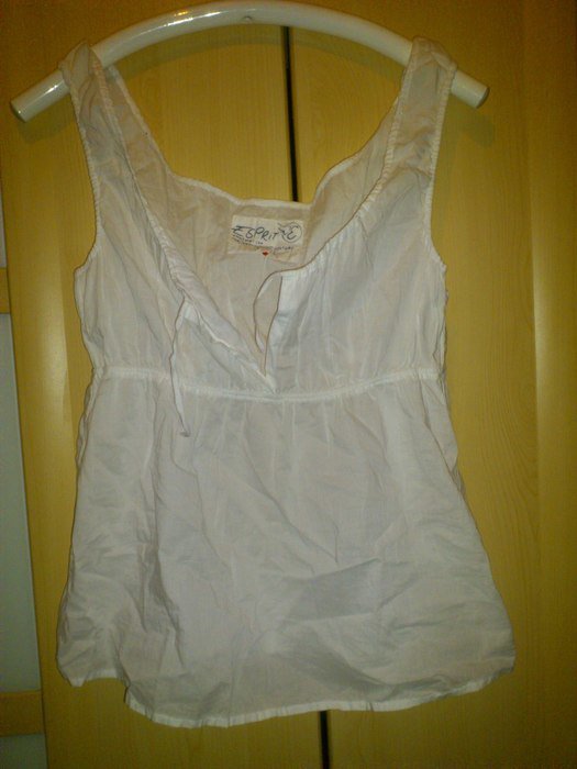 süße kurzarmbluse shirt von esprit leinen mit v-ausschnitt