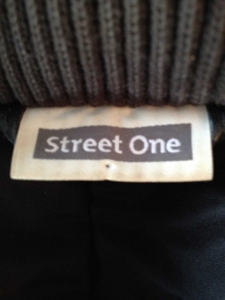 Street one / Lederjacke mit Rippstrickkragen