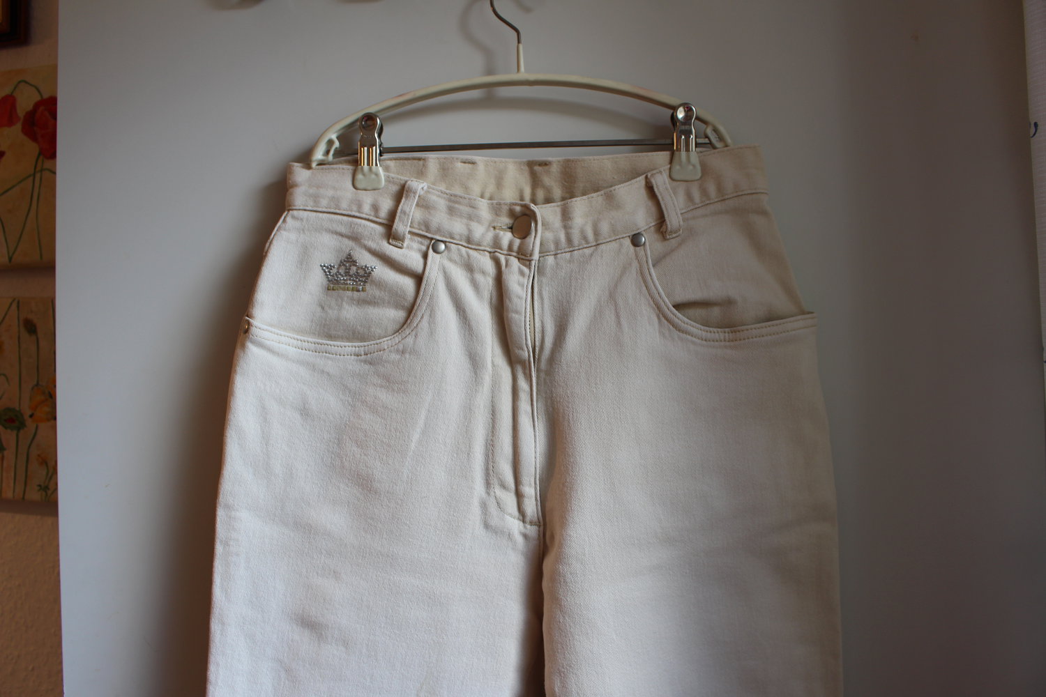 155. Jeans von Laura Kent, Gr. 38, high waist, beige.