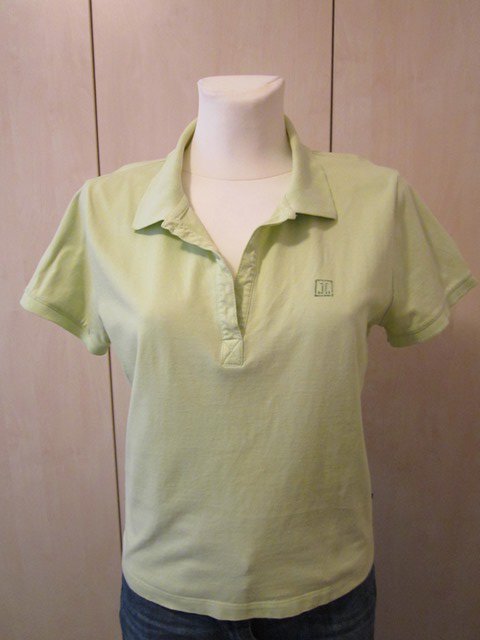 Lindgrünes Polo-Shirt mit Straßbesatz