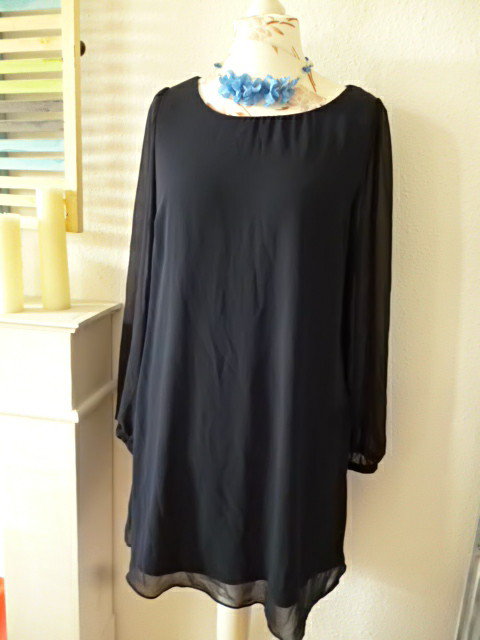 Nachtblaues Chiffon Blusenkleid 42/44