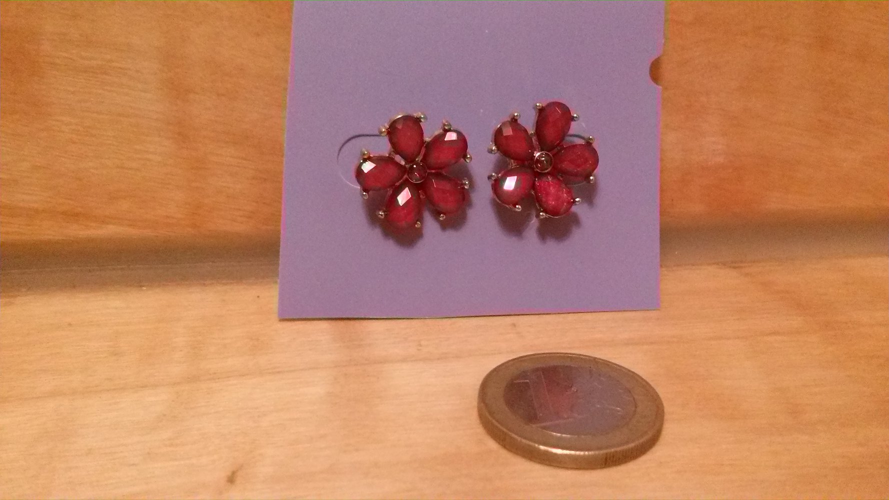 Blumenohrringe, rot, süß, Ohrstecker, gold, Perlen