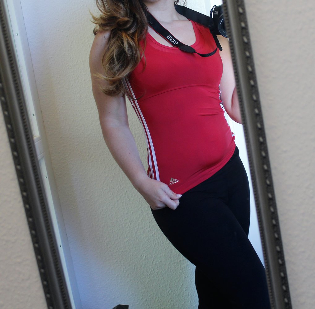 Adidas 3-Stripes Climalite Sport / Fitness Top rot weiss XS / S