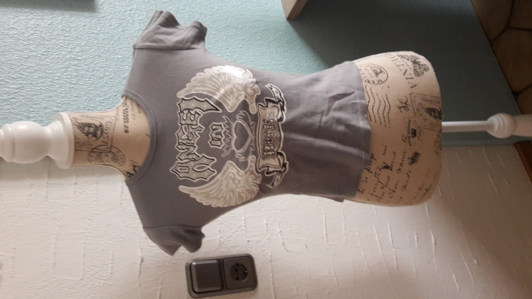 Tshirt Druck grau taupe Rock Angel XS Rockabella 