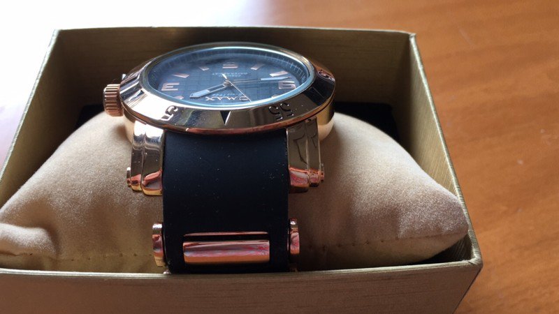 Omax Herrenuhr mit schwarzem Band