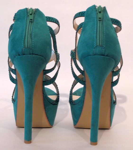 Sexy Plateau Sandalette Highheels Gr. 39 grün/türkis mit Steinchen neu