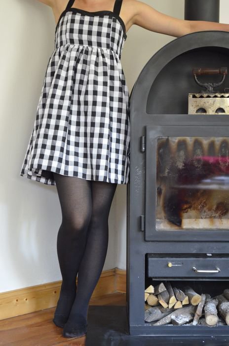 Schwarz weiß Kariertes Kleid