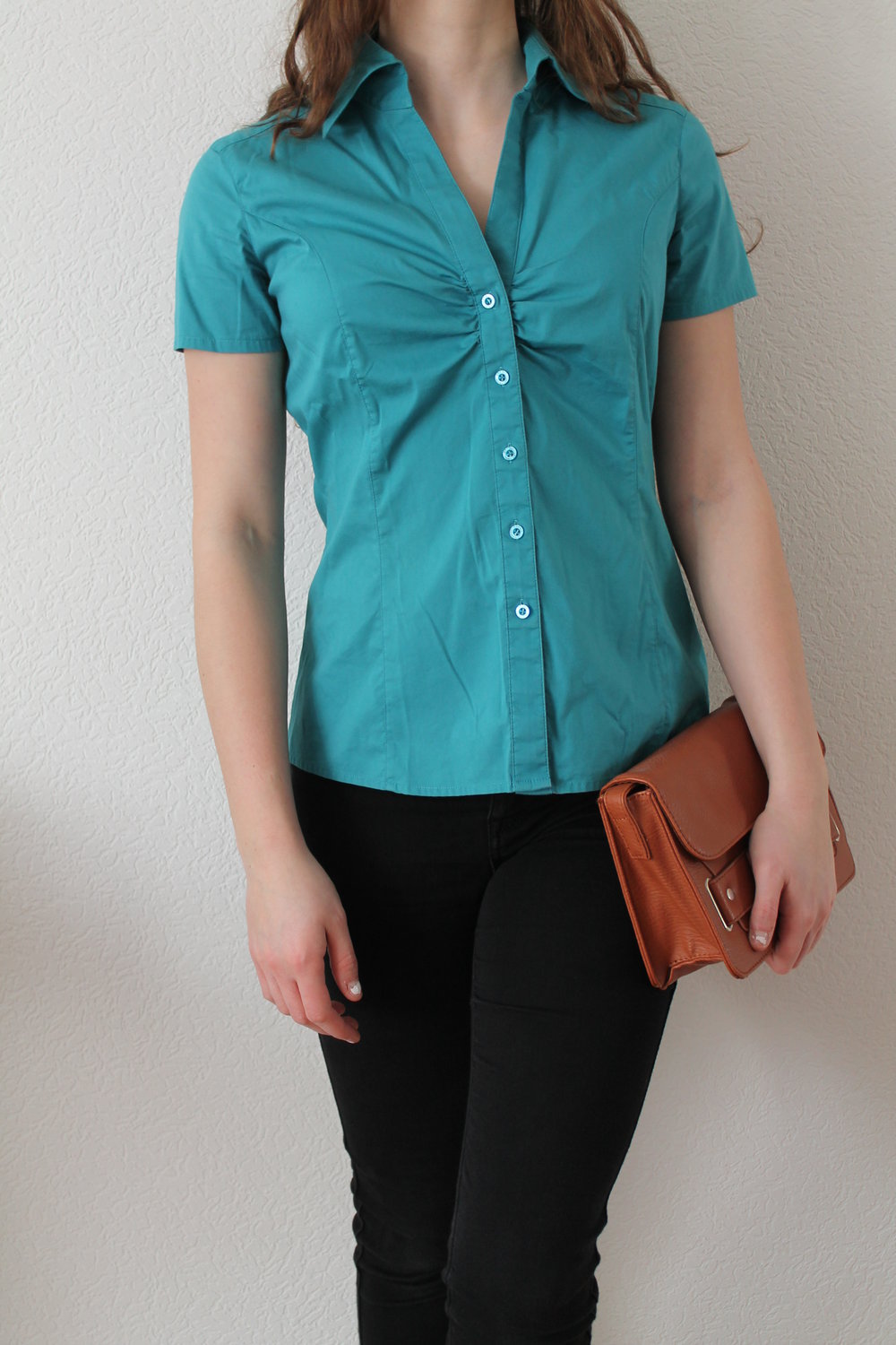 Blaue/Türkise Kurzarmbluse von Esprit