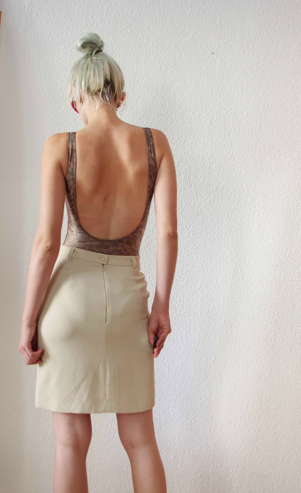 Floraler Body/Badeanzug American Apparel Gr. S Spitzenmuster nude