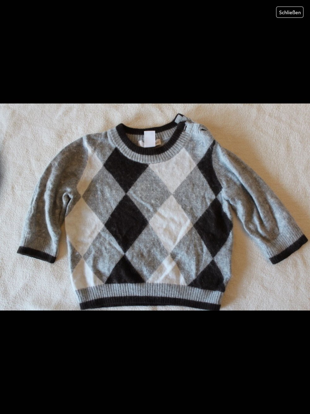 Flauschiger Pullover Rauten grau schwarz weiß gr.75
