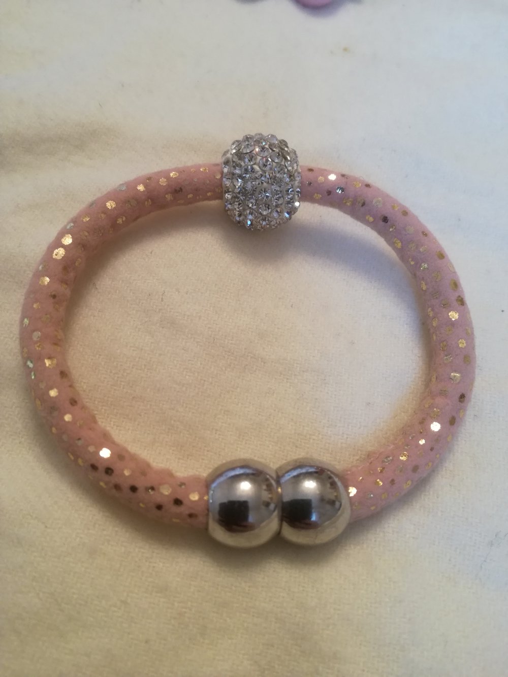 Rosa Armband mit Glitzer