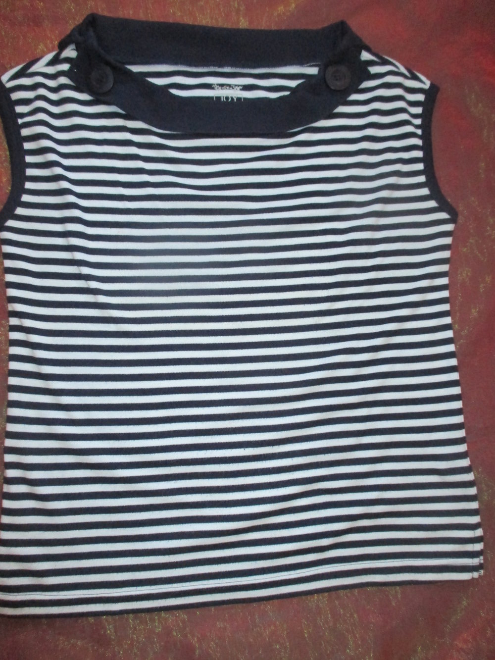 NEUw * Marine * Navy * Sailor * Maritim * Carmen- Style * Streifen * T- Shirt ohne Arm 