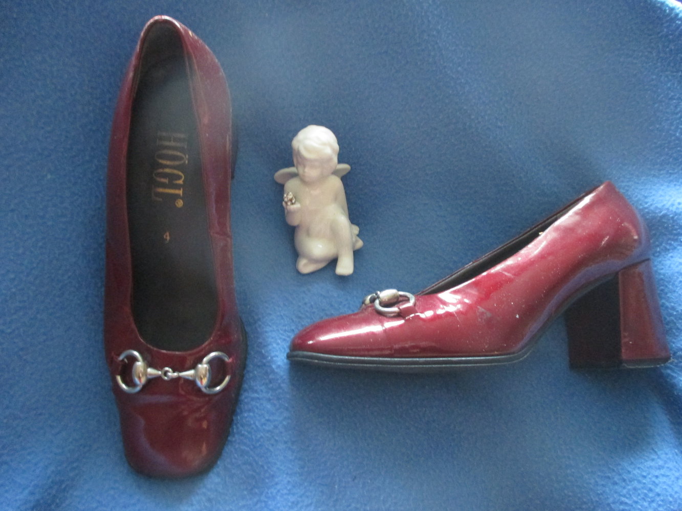 Edle Echt Lack Leder Silber Spangen Schuhe Pumps 