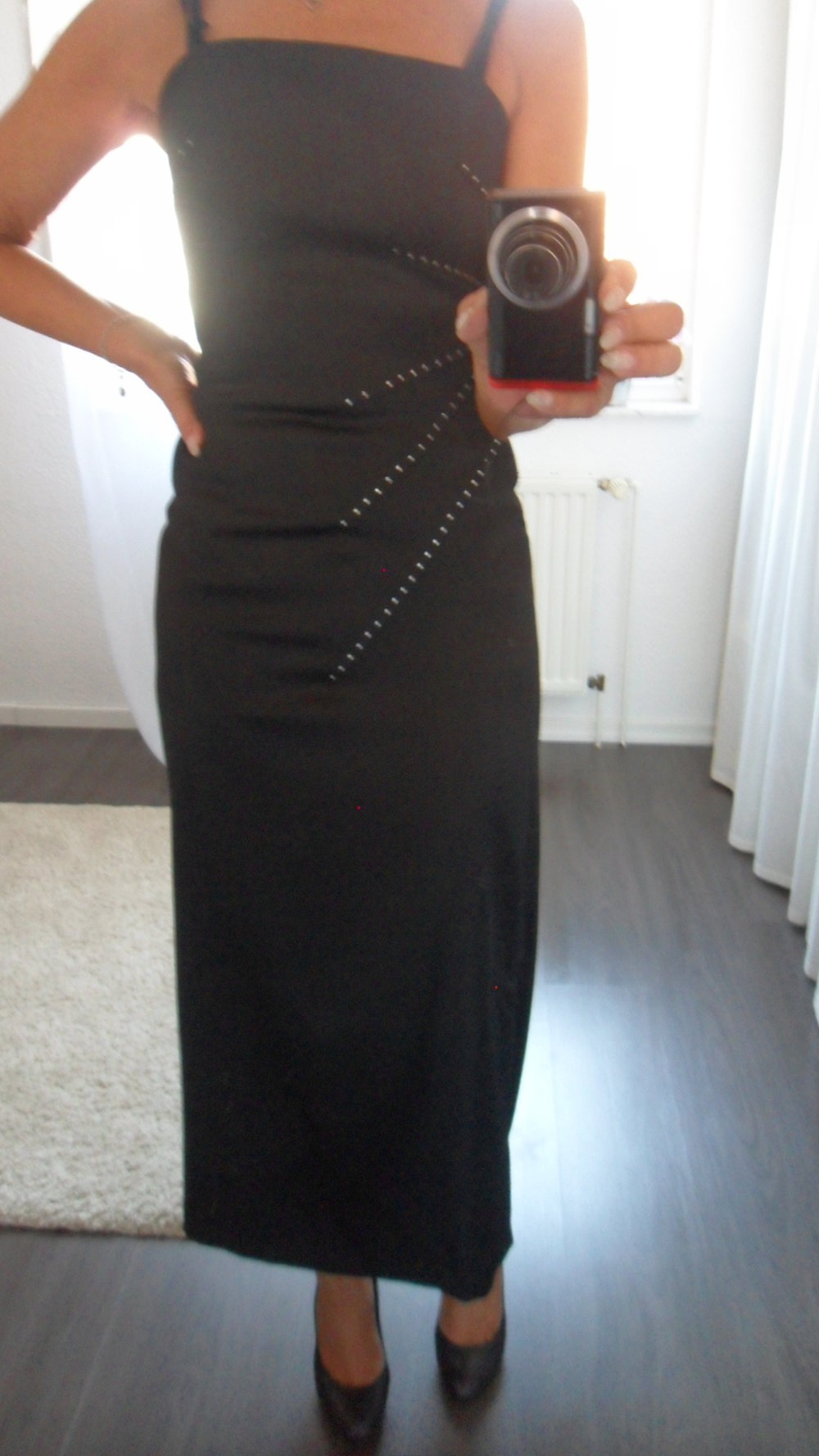 Hallhuber - Abendkleid -schwarz mit Glitzersteinen - 34 - Wie neu - 