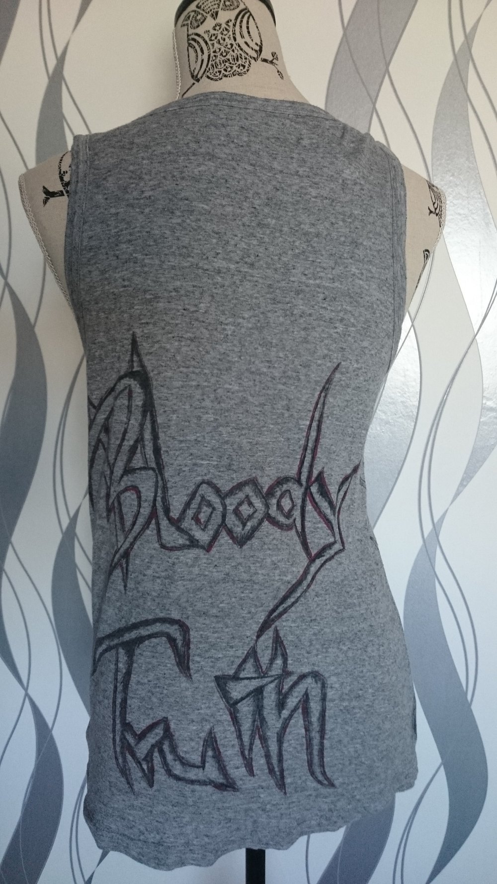 grau meliertes Gothic Top, Unikat