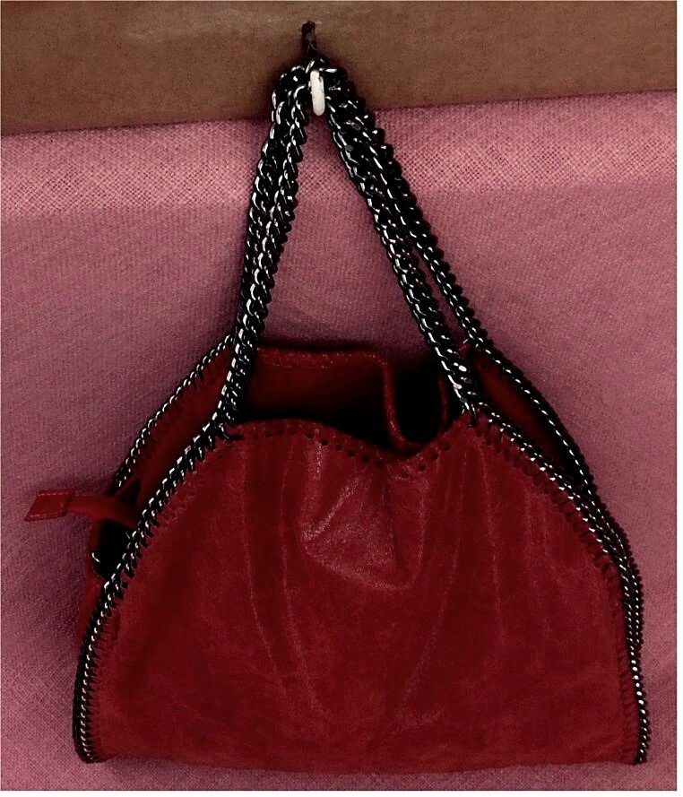 Vera Pelle Schulter- Hand Tasche - 100% Echtleder - Mit Kette - Bag Blogger rot - NEU