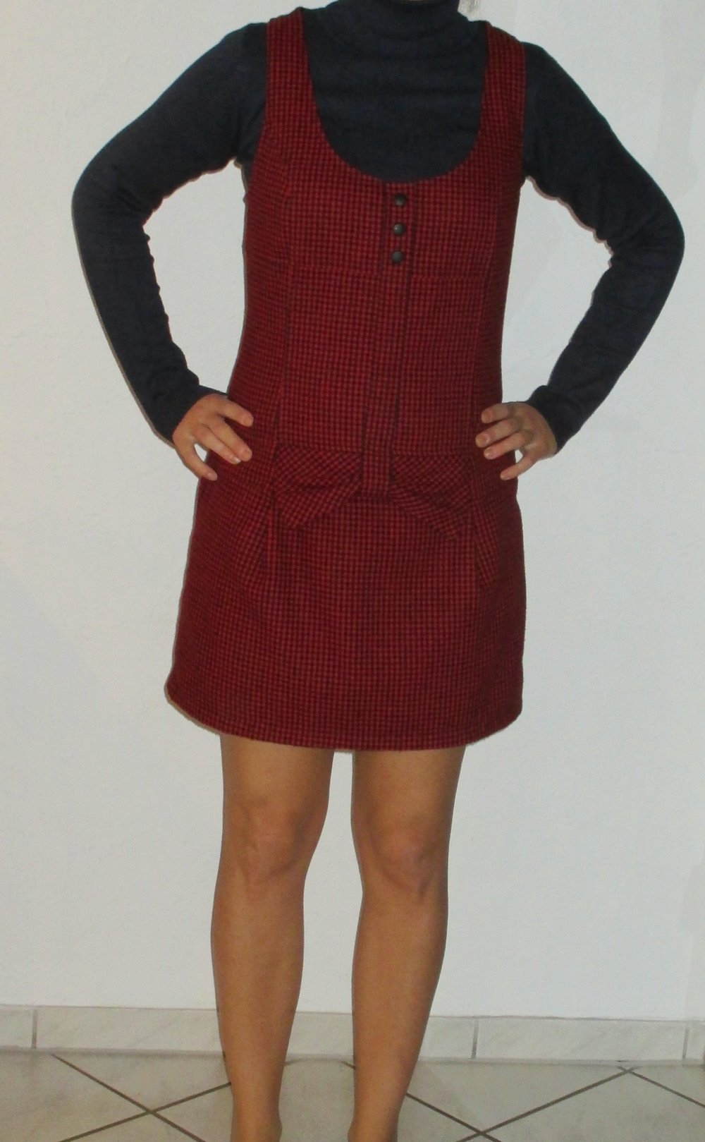 Rot-schwarz kariertes Winterkleid, Gr. S