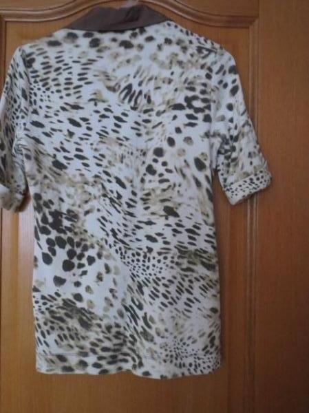 Bluse,Kurzarm,braun-weiß-khaki,neu