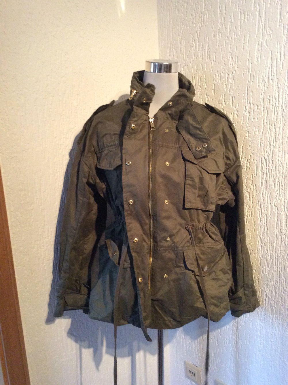 H&M Jacke Damen Größe 36 Übergangsjacke neu Khaki Militärstyle 