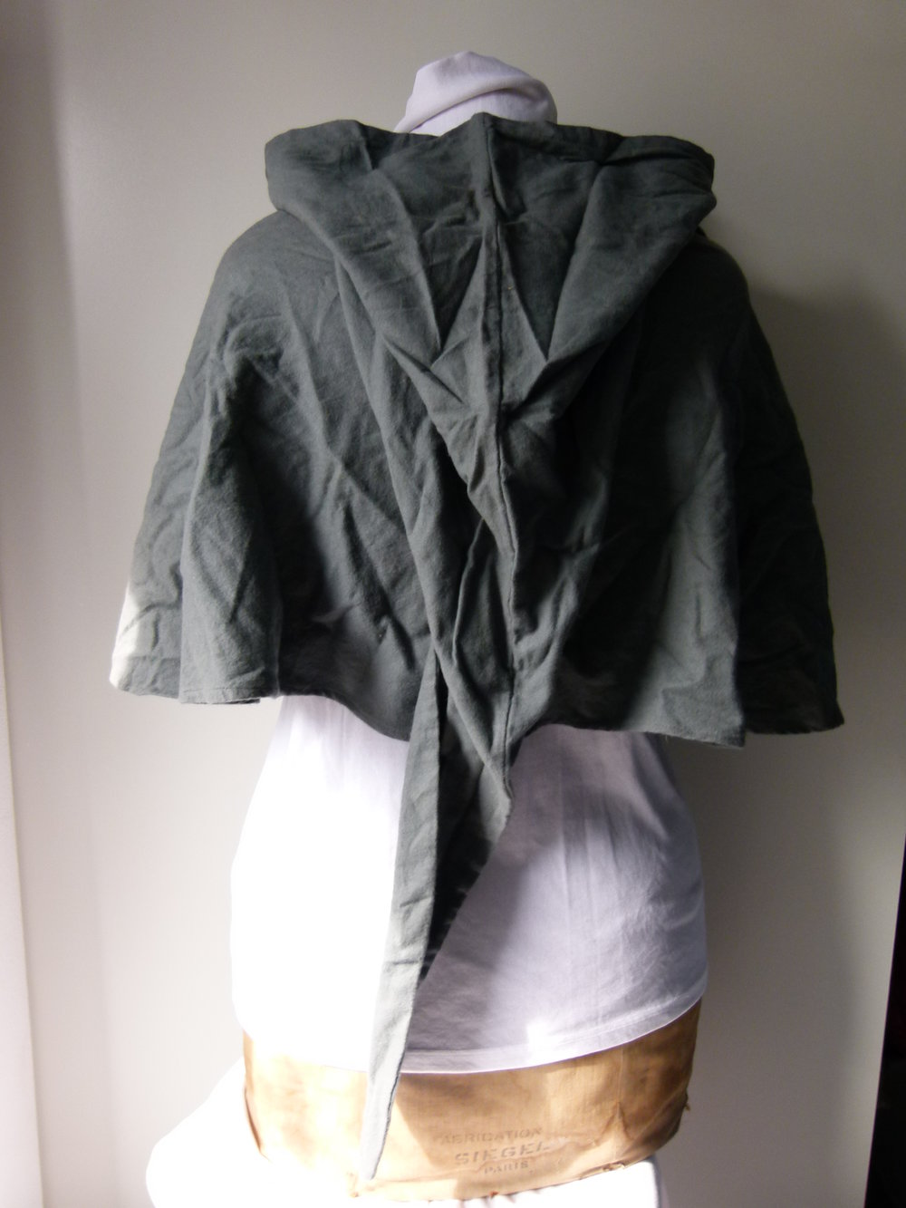 Mittelalter Gugel Zipfel Kapuze, grau, Larp Fantasy Cosplay Goa Festival 