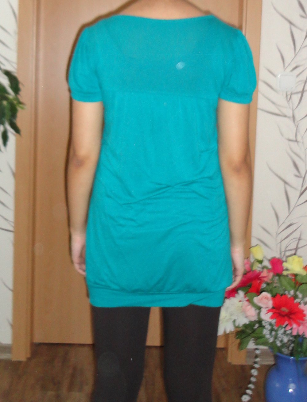 Shirt grün blau luftig Longshirt Basic