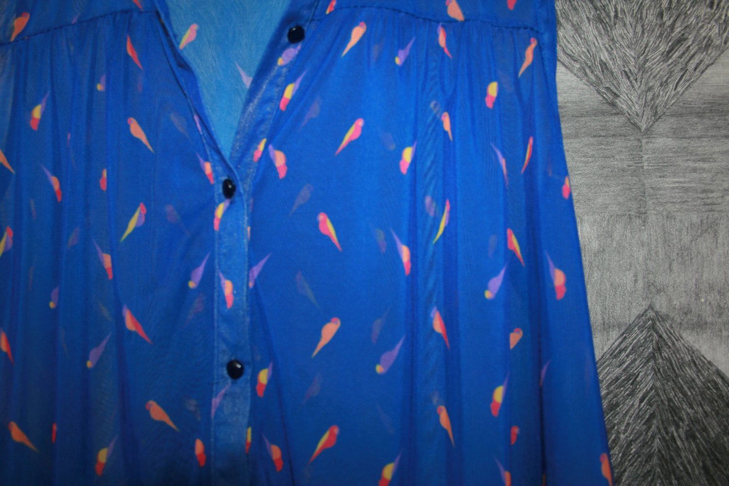 bluse, papageien, crop, blau, atmosphere