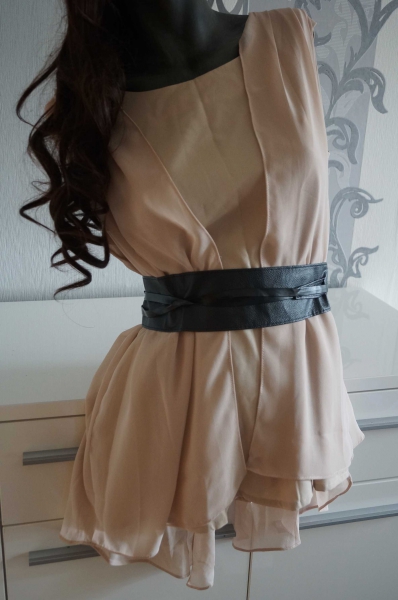 Elegante beige Bluse hinten mit Reißverschluss XL L 40