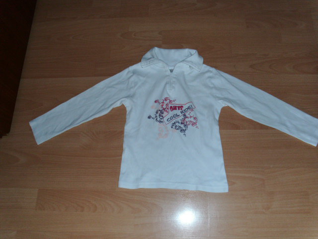 Langarmshirt von Pocopiano, weiß mit Motiv, Gr. 128