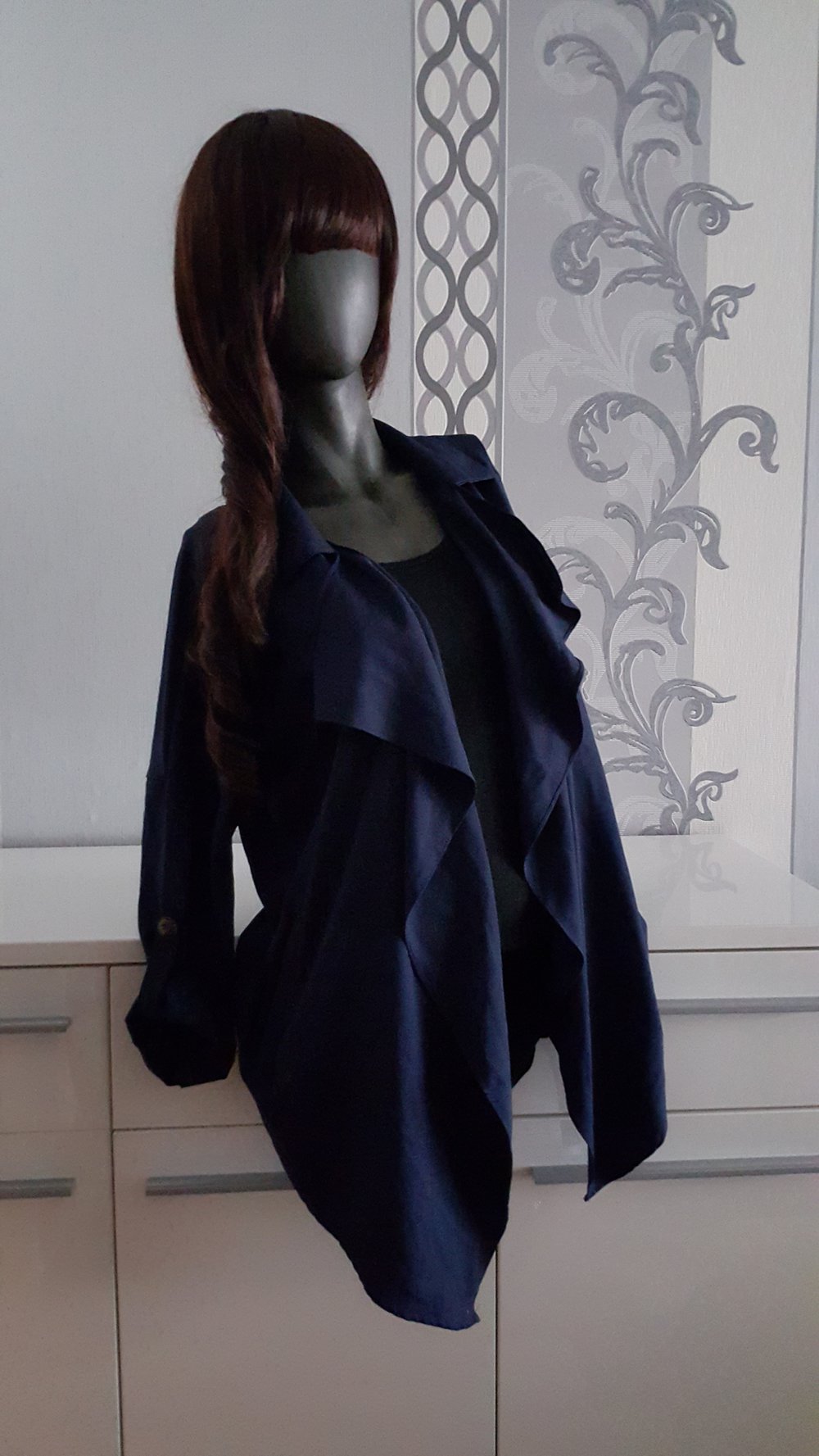 Cardigan Bluse lang blau ausgez. XXL passt auch bzw. eher  für L XL 42 44