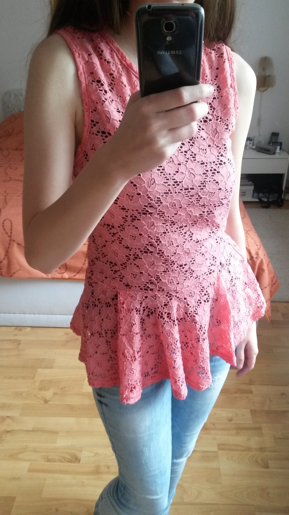 Top in Rosa mit Lochmuster Gr. S
