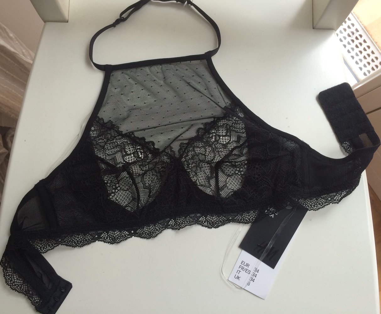 H&M BH Mesh Spitze Neckholder transparent Kleiderkorb.de