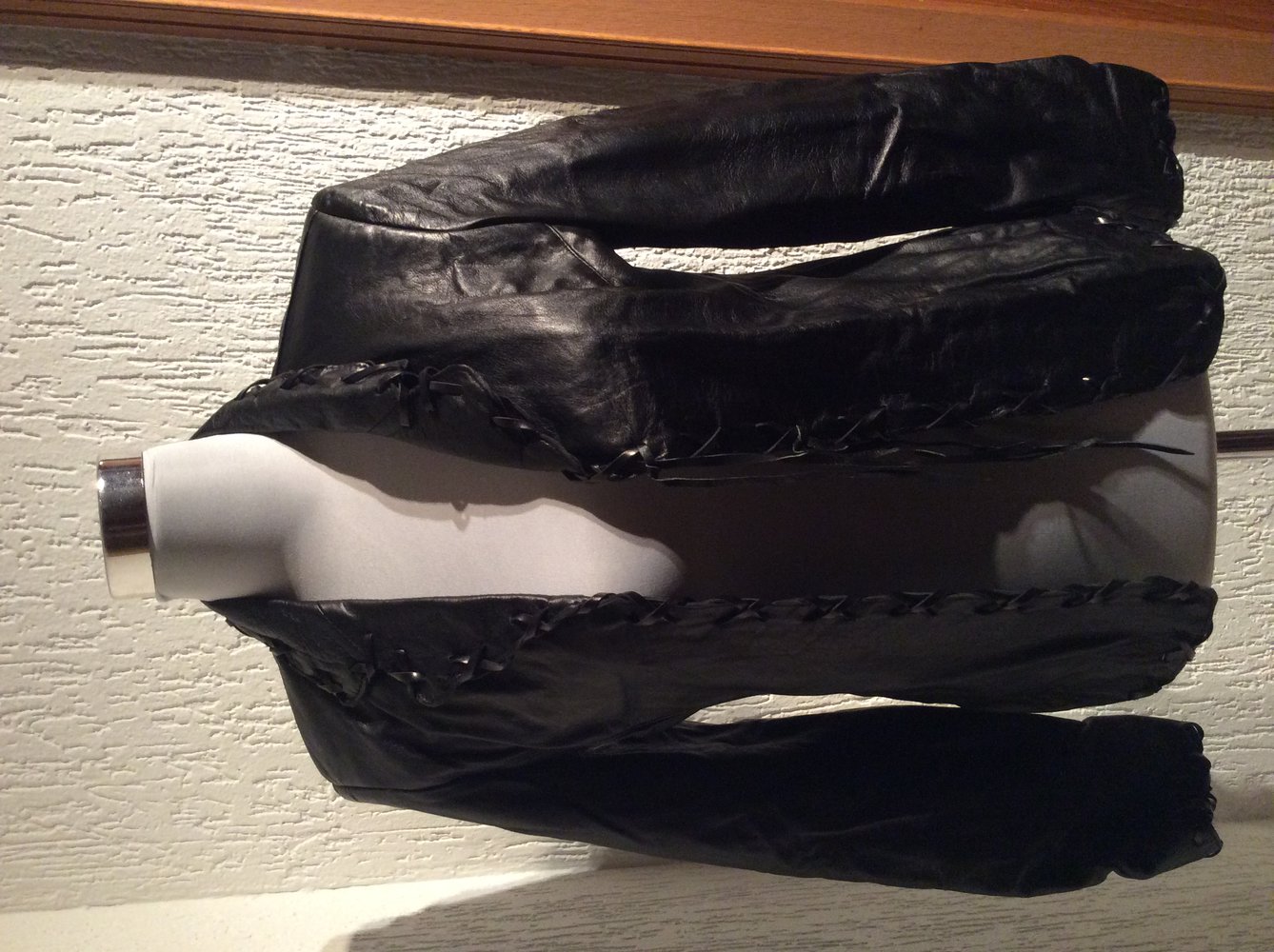 Please Trend Leder Jacke Lederjacke Zum schnüren Größe S schwarz Damen 