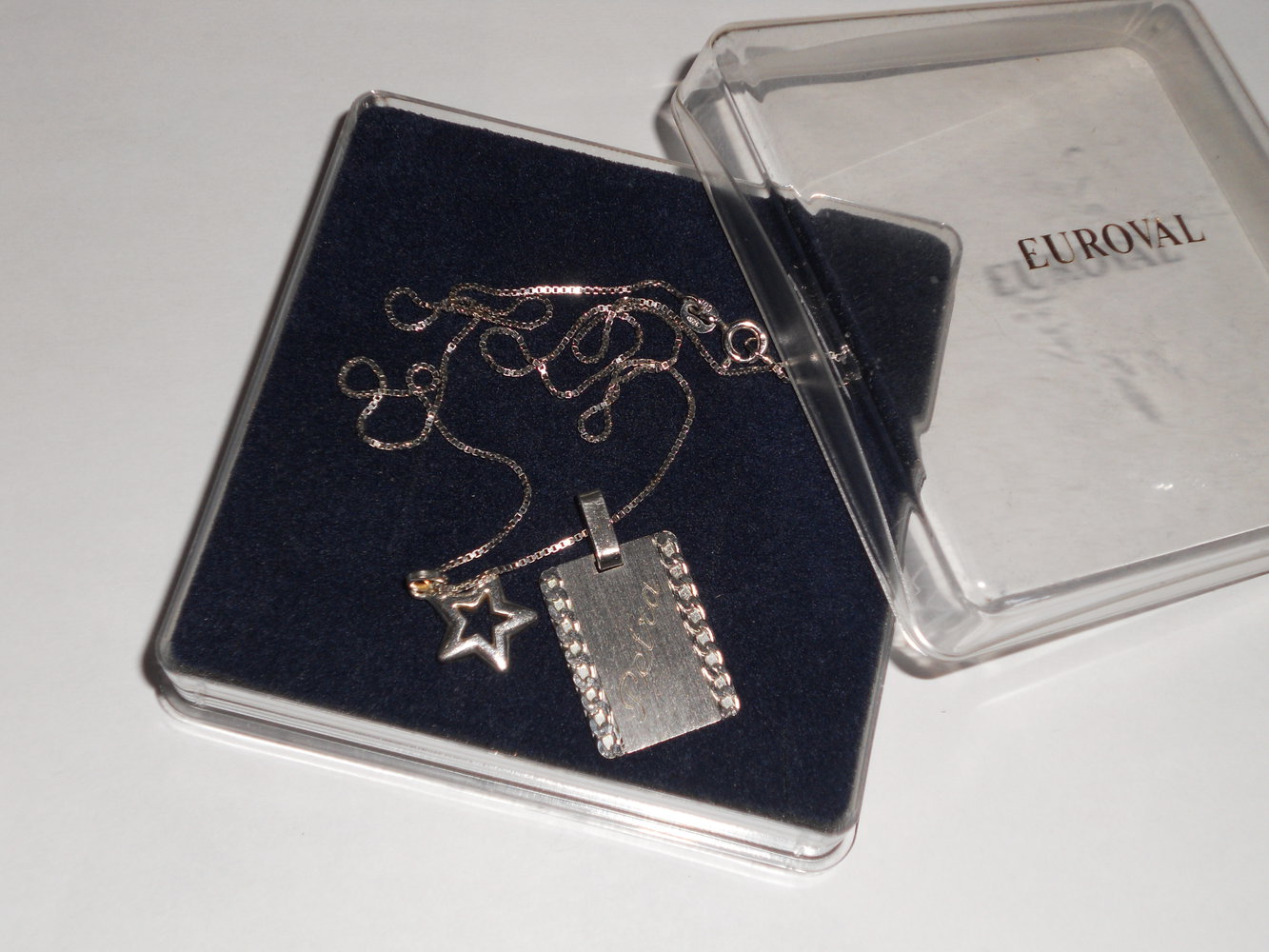 Silber Hals Kette mit Stern und Namen Gravur 935 Silber ( Petra )