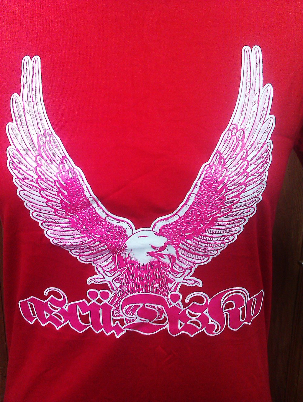 ASCII DISKO T-shirt Girlie M Skinny rot neu mit Print weiß/pink