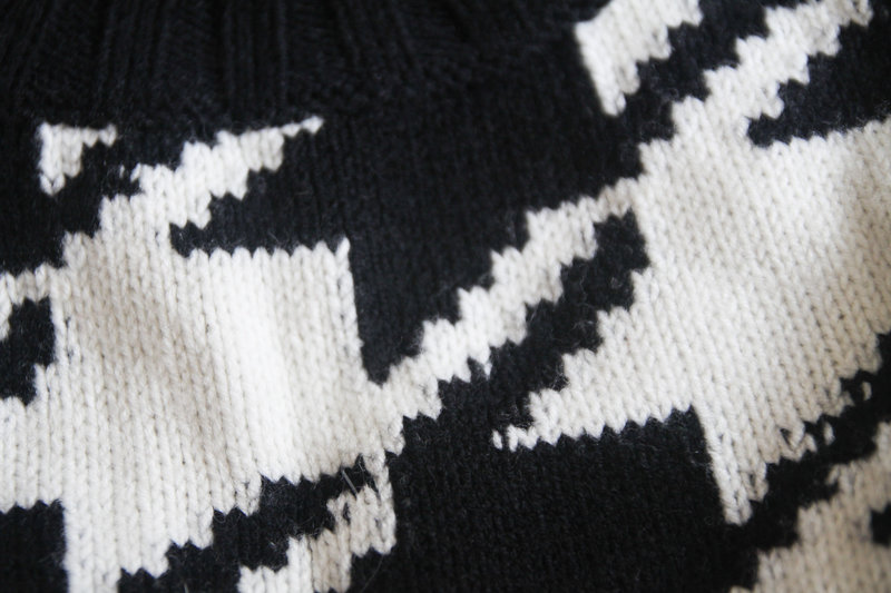 Benetton Pullunder Pulli schwarz weiß Wolle