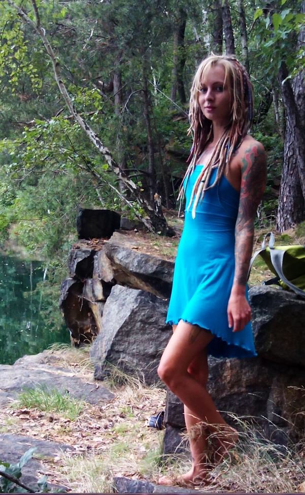 Kleid in leuchtenden türkis Goa Hippie Elfenkleid