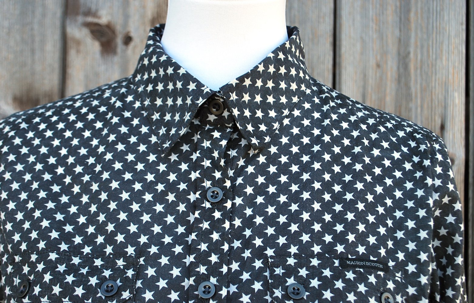 graue Bluse mit weißen Sternen, Maison Scotch, ca. Größe 42