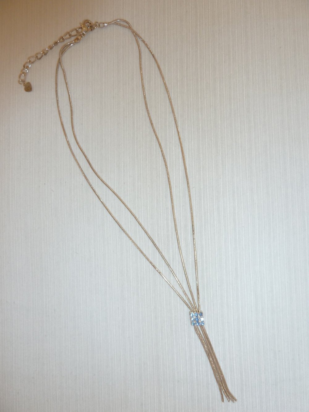 blaue Kette / silber / Glitzersteine