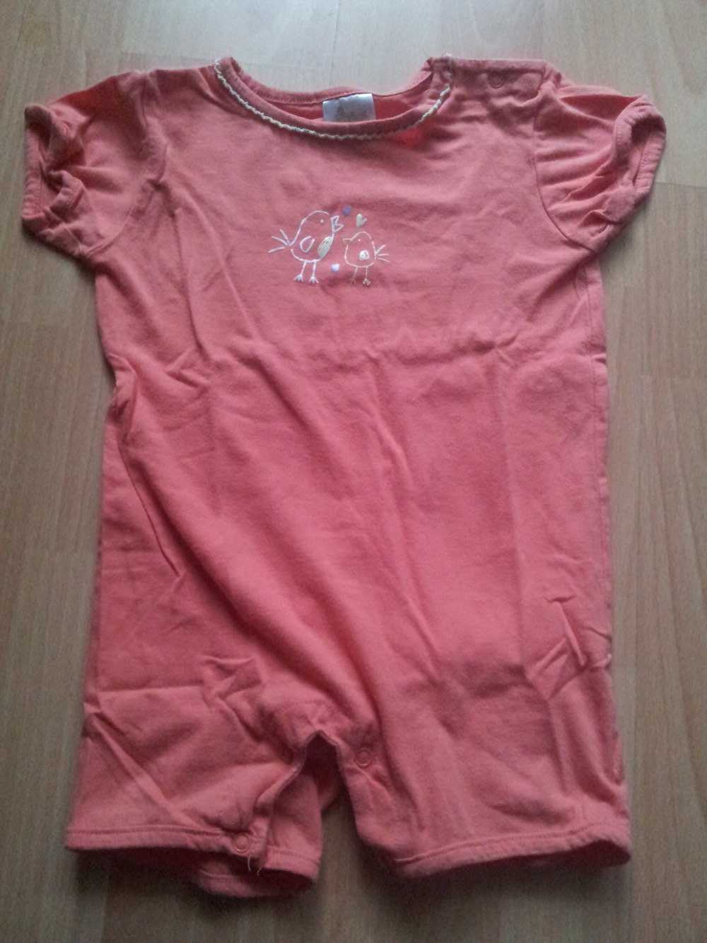  Body orange Vögel Küken kurze Ärmel Gr. 86/92 