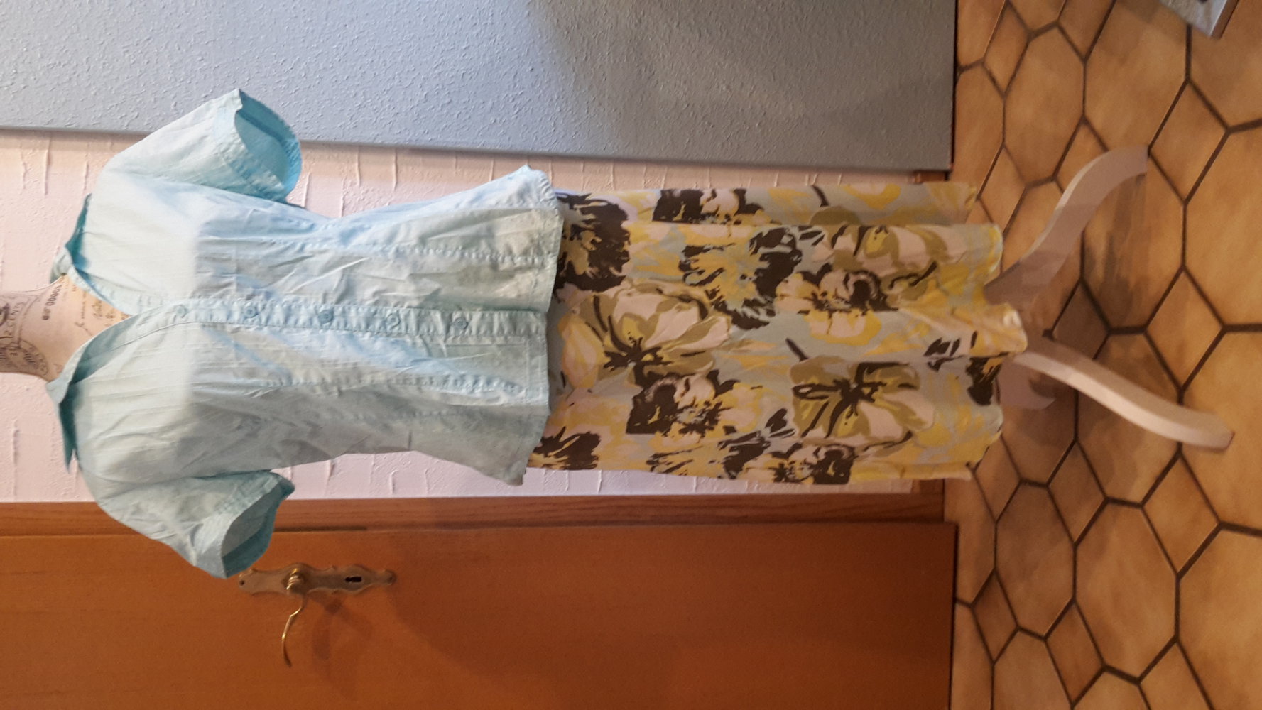 Sommer Rock street one Gr.38 Blumen grün türkise weiß gelb Muster